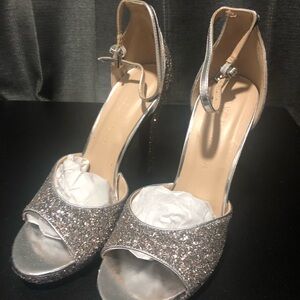 Elegant Silver Glitter High Heels